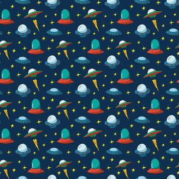 Spaceship and cloud star pattern vector