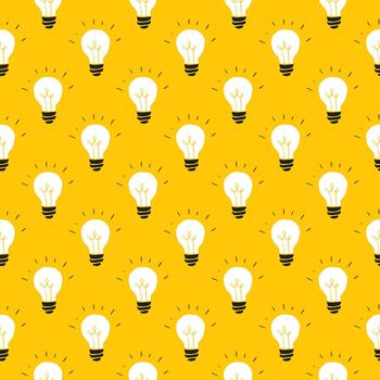 Light bulb pattern on yellow background vector