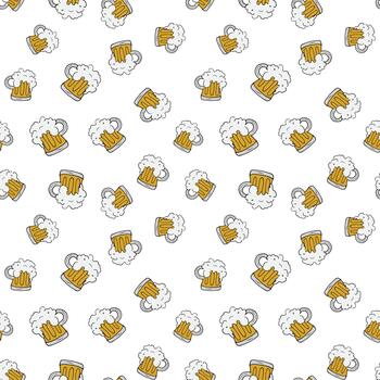 Beer pattern on white background with foam vector