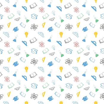 Seamless pattern with various school objects vector