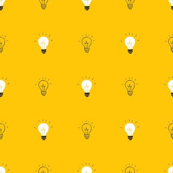 Light bulb pattern seamless illustration in yellow for any web design vector
