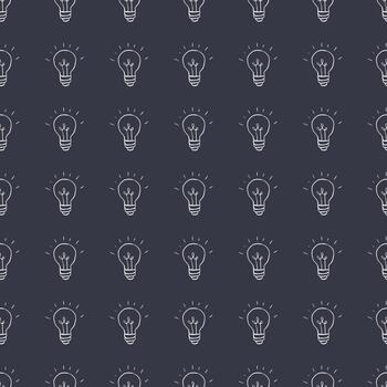 Light bulb seamless pattern on dark background vector