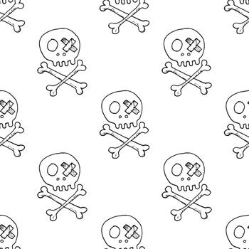 A seamless pattern with a skull and crossbones vector