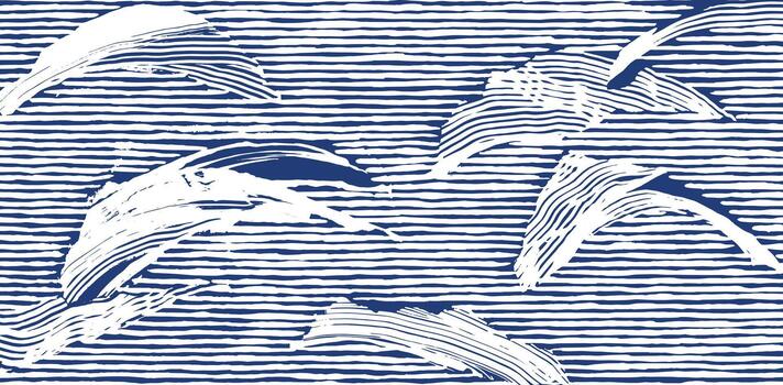 Hand drawn Japanese inspired wave pattern featuring flowing brush lines over horizontal strokes. Organic, rhythmic, and dynamic, evoking traditional sea waves with a modern abstract feel. vector