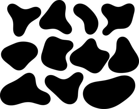 Organic shapes black abstract fluid forms random blobs vector