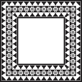 square Assyrian black monochrome ornament. Rectangle, border, frame of Mesopatamia Pattern ancient East vector