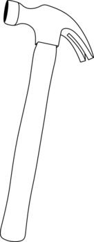 Lineart of a claw hammer tool with a long handle and curved claw in a simple outline style vector