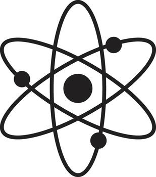 Atom Nucleus Model Icon - Scientific Technology Symbol of Orbiting Electrons vector