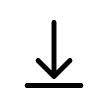 Simple outline download arrow graphic ideal for software interfaces, digital platforms, and file management tools vector