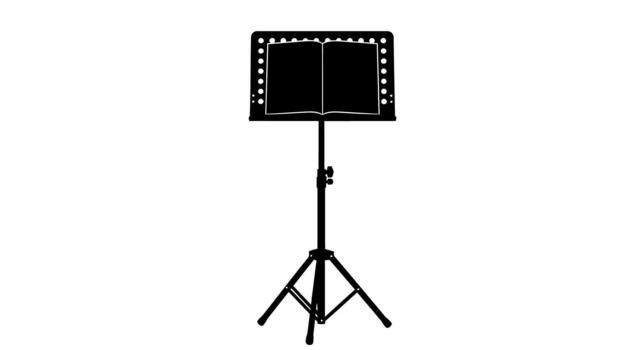 Silhouette of a music stand with an open book on a stand on transparent background vector