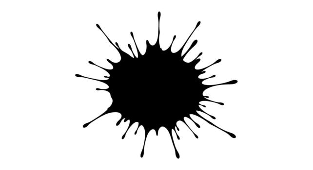 Isolated black ink blot with spiky edges on white background on transparent background vector