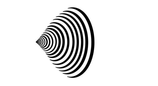Abstract black and white concentric circles in perspective view vector