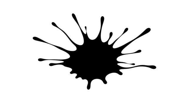 Isolated black ink blot with splashes on a white background on transparent background vector