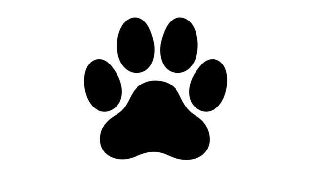 A black paw print with four toes on a white background image vector