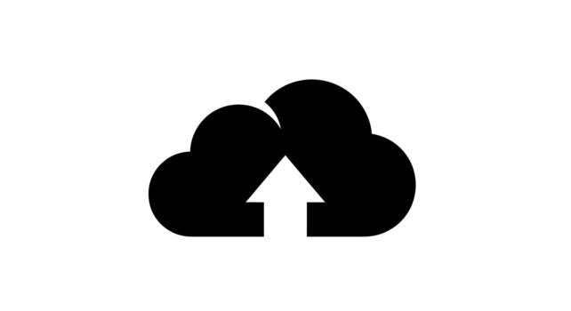 un negro nube con un flecha señalando hacia arriba en blanco espacio en transparente antecedentes vector