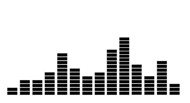 Black graphic equalizer bars on a white plain background on transparent background vector