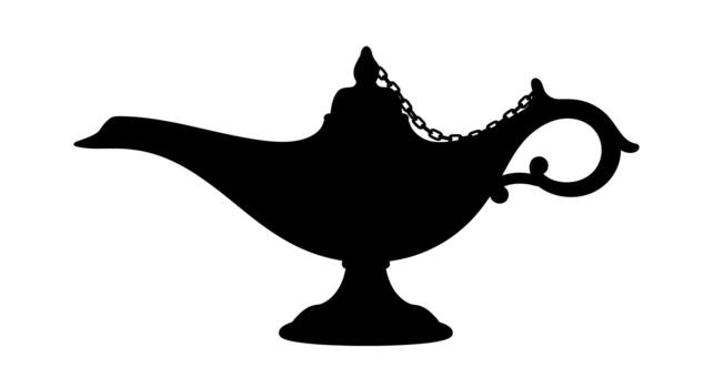 A silhouette of a genie lamp on a white isolated background on transparent background vector