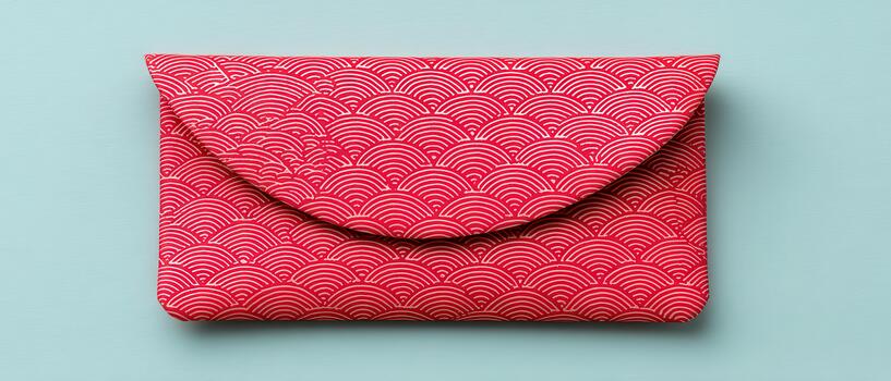 Stylish and vibrant, this red envelope clutch features beautiful wave pattern, perfect for celebrating Chinese New Year with elegance and flair photo