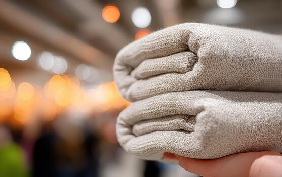 Soft and cozy towels stacked neatly create warm atmosphere, perfect for relaxation after disaster. Their neutral color complements any decor, inviting comfort and tranquility photo