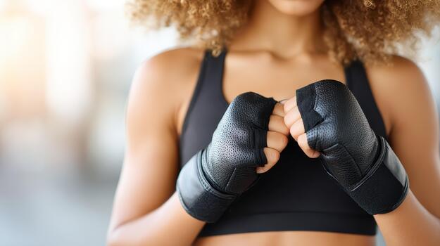 Empower your boxing journey with this showcasing determined individual ready for exercise and wellness. focus on strength and resilience highlights importance of fitness photo