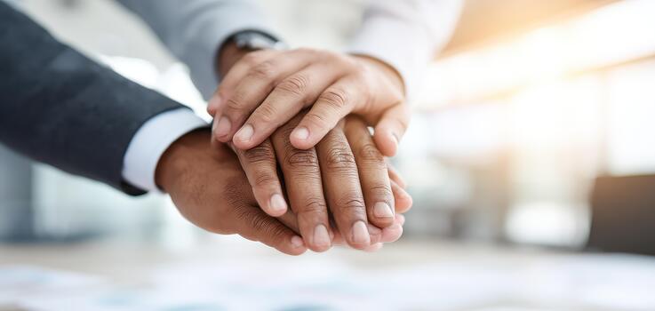 colaboración es llave en corporativo ambiente dónde equipo viene juntos a solidificar acuerdo, exhibiendo unidad y compromiso a compartido negocio metas foto