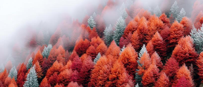 vibrante otoño paisaje vitrinas maravilloso formación de rojo y naranja follaje contrastado con hojas perennes arboles creando asombroso ver de naturaleza belleza foto