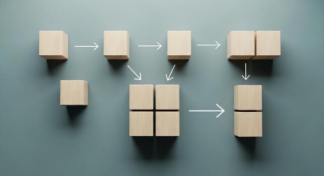 Conceptualizing Business Processes with Wooden Blocks A Step-by-Step Flowchart photo