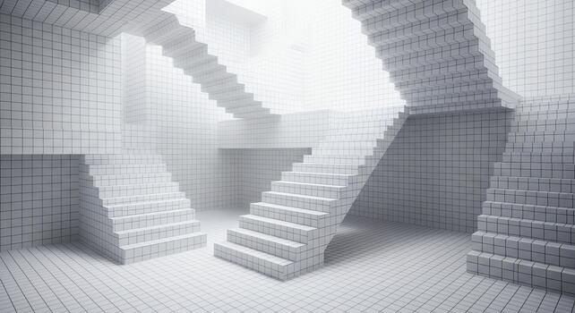 Exploring the Surreal and Liminal Spaces of a Tiled Architectural Labyrinth photo