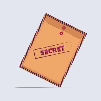 Illustration of a Confidential Document Envelope with a Red Secret Stamp and String Closure vector