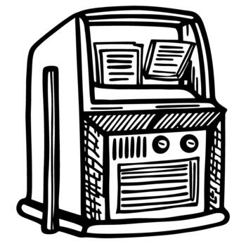 Office multifunction printer with paper tray hand drawn copy, scanning and fax machine for business documents vector