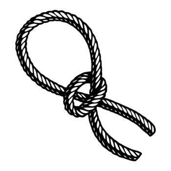 Simple rope loop with overhand knot secure strength symbol, tied cord for fastening and connection concept illustration vector