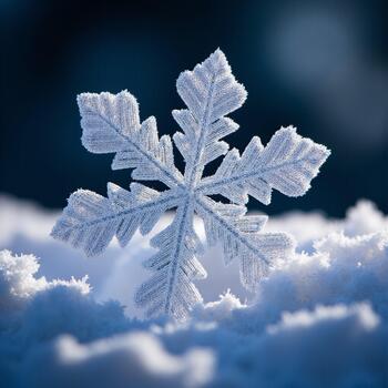 The delicate structure of the ice illuminated from the side creating a glowing winter masterpiece in blue photo