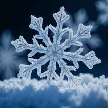 High resolution photo of the snowflake where every microscopic arm and facet is clearly visible