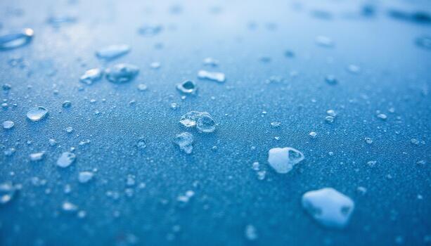 Close-up photograph of deep blue texture with hexagonal patterns and clear liquid beads photo