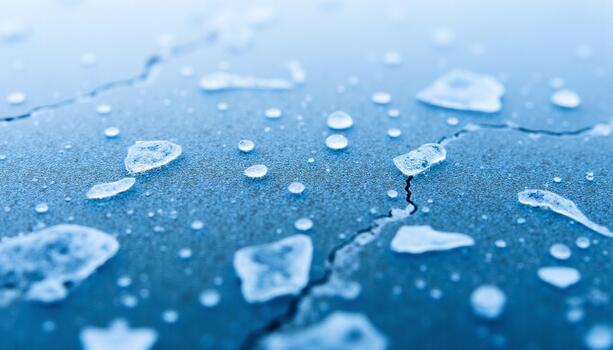The visual effect of the deep blue color gradient across the highly patterned wet surface photo