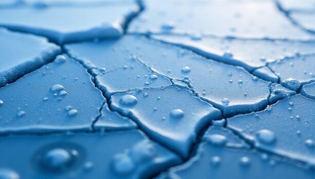 Abstract macro view of a wet patterned expanse with the cool blue color dominating the composition photo