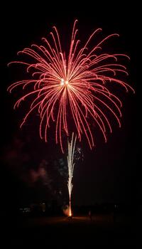 Close-up on the intricate pattern of the expanding firework shell creating a luminous sphere. photo