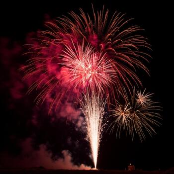 Close-up on the intricate pattern of the expanding firework shell creating a luminous sphere photo