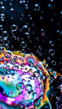 High resolution image of the chaotic yet colorful pattern of fluid drops under intense light photo