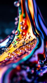 High-tech abstract background with the dense bubble field and scattered brilliant spectral light photo