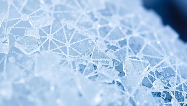 Close up on the intersecting lines and crystalline structure within the light blue ice material photo