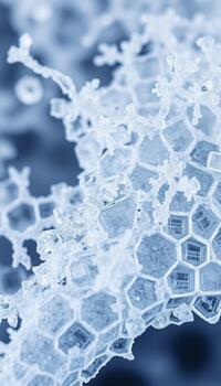 A close up of a hexagonal pattern of ice crystals photo