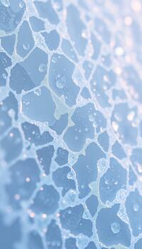 Macro view of a deeply fractured ice surface showing intricate crack patterns and crystalline shards photo