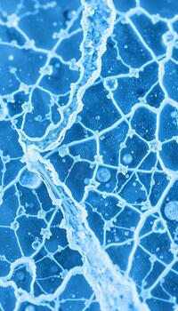 An artistic close-up of the fragmented texture of the ice with shimmering light reflection photo