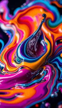 Vertical abstract design featuring a dynamic blend of colors illuminated by a bright internal light source photo