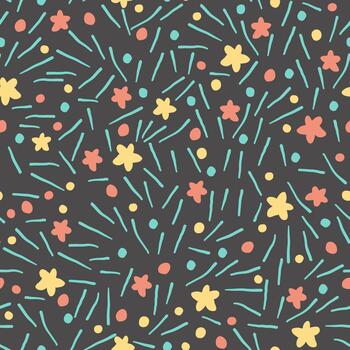 seamless pattern with fireworks in hand drawn style vector