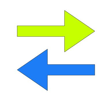 Left and right facing arrows 2D cartoon object. Opposite directions. Contrast exchange. Movement pointers. Bidirectional flow isolated element flat clip art on white. Spot illustration vector