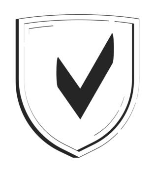 Security shield with approval check doodle linear object. Data protection. Verified access. Trusted secure symbol 2D outline clip art drawing isolated on white. Hand drawn sketch illustration vector