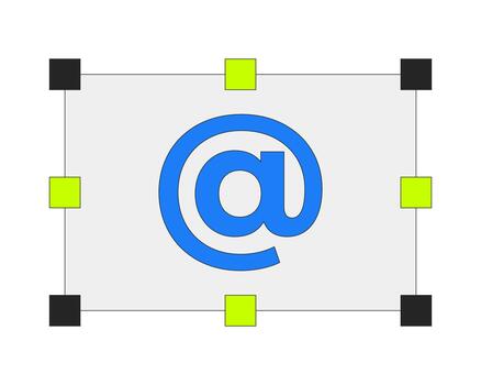 correo electrónico símbolo con redimensionar manejas 2d dibujos animados objeto. escalable a firmar ampersat. web elemento asperando dentro rectangular saltando caja aislado elemento plano acortar Arte en blanco. Mancha ilustración vector