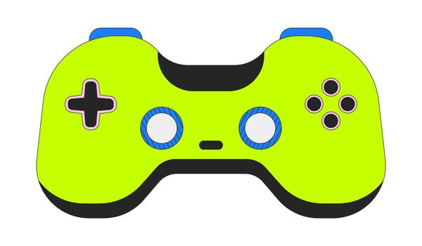 Stylized retro game controller 2D cartoon object. Joystick play. Gamepad buttons. Interactive device. gaming. Gamer gear isolated element flat clip art on white. Spot illustration vector
